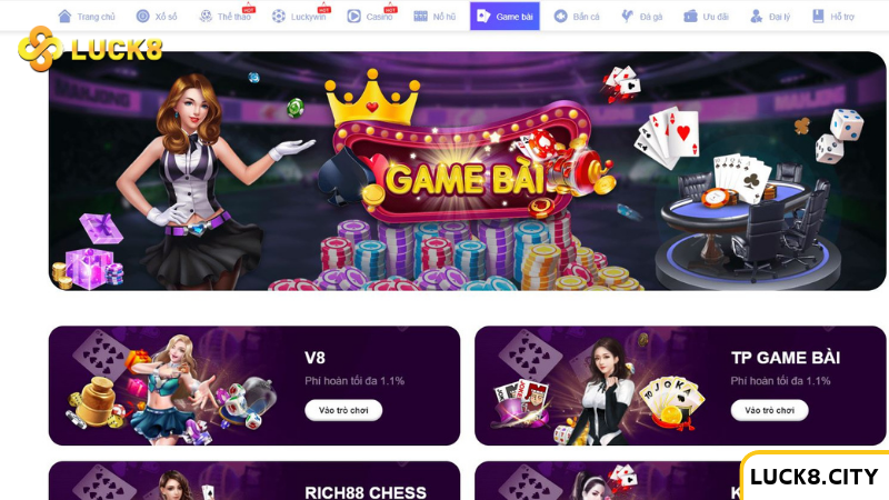 Game bài ăn tiền thật Luck8 là sản phẩm rất được thành viên yêu thích