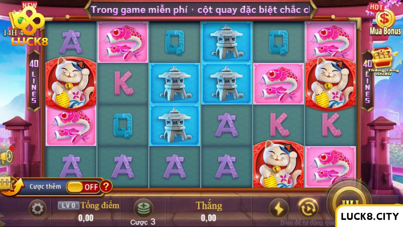 Neko Vận May có tổng 40 lines trả thưởng, tăng tỷ lệ thắng